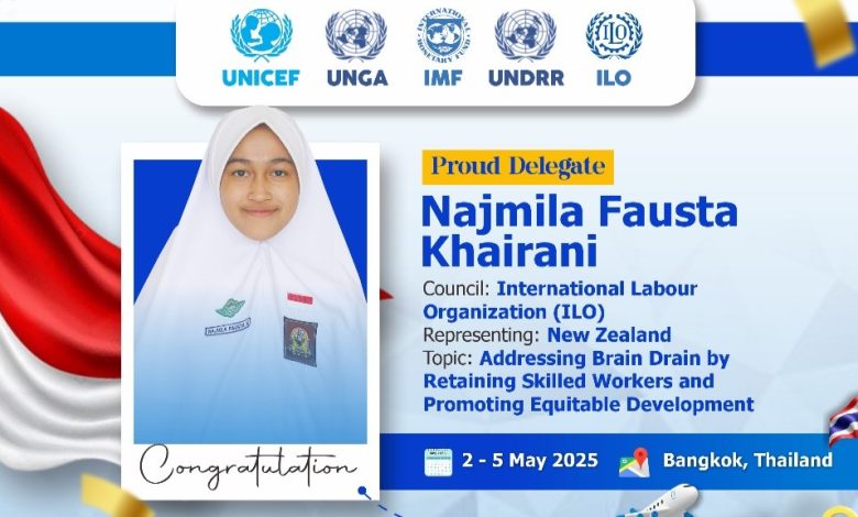 Najmila Fausta Khairani wakili AABS Purwokerto di AYIMUN 17th Bangkok, Thailand, bahas isu global soal brain drain dan pembangunan berkeadilan!
